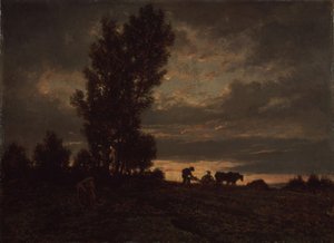 Landscape with a Plowman by Pierre Etienne Theodore Rousseau