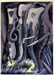Mogli Hides on the Backs of Elephants by Pierre Falke