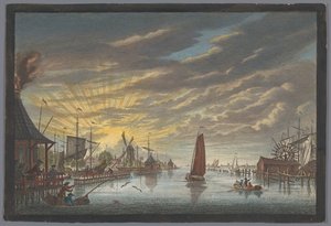 View of the Old Marina in Amsterdam, Seen Towards the Bulwark Leeuwenburg or Blauwhoofd by Pierre Fouquet