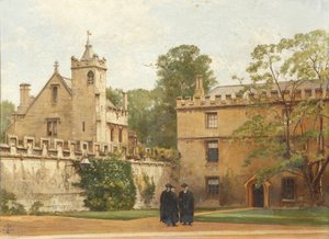The Grammar Hall from St Johns Quadrangle in 1881: President Bulley in the Lodgings Drive and Two Others, 1881