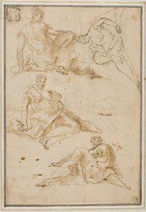 Sketches of Four Draped Female Figures by Pierre Hubert Subleyras