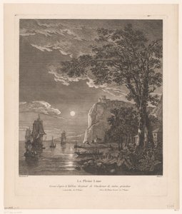 Nocturnal Landscape with Ships on the Coast by Pierre Jacques Duret