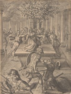The Sack of Troy-Pyrrhus Killing Priam, before 1654 by Pierre Lombart