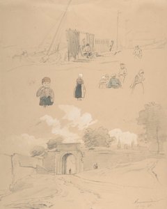 Study Sheet with Figures and Landscapes at Arnemuiden near Middelburg by Pierre Louis Dubourcq