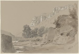 The Nera River near Narni by Pierre Louis Dubourcq