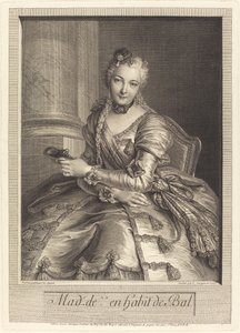 Mme. de M ... in a Ball Gown by Pierre Louis de Surugue after Charles Antoine Coypel