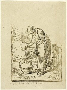Woman Filling Water-Cans by Pierre Millet