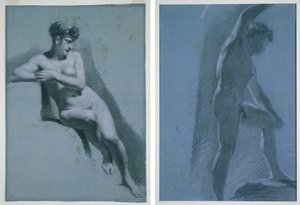 Study of a Nude Woman, Seated Looking to the Right (recto) Study of a Male Nude (verso) by Pierre Paul Prud
