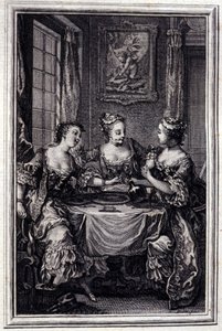 La Gageure des trois commeres - in “Tales et nouvelles en vers” by Jean La Fontaine. 1776. Illustration by P.P. Choffard by Pierre Philippe Choffard