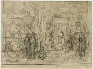 Compositional Study for The Sacred Grove, Beloved of the Arts and the Muses by Pierre Puvis de Chavannes