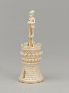 White rook, chess piece, India, 1820 circa by Pierre Simon Dequoy