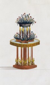 Mahogany and bronze flower stand, plate 287, illustration from Collection of furniture and objects of taste by Pierre de La Mesangere