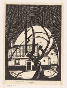 Willow in Front of a House by Piet Egmond (signed by artist)