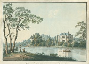 View of Over Holland house with tea dome on the Vecht in Nieuwersluis