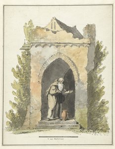 Hermit in Front of a Stone Chapel by Pieter Bartholomeusz. Barbiers