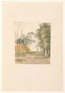 Landscape with Chickens Along the Road