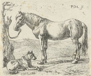 Horse and Dog in a Meadow