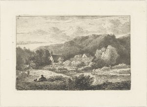 Hilly Landscape with Church and Houses by Pieter Casper Christ