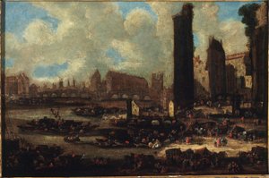 Pont-Neuf, the Cité, the Tower and the Gate of Nesle, circa 1650 by Pieter Casteels