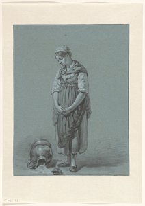 Girl Standing by an Overturned Milk Can