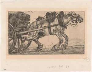 Draft Horse in Front of a Cart