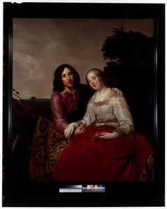 A Marriage Portrait of a Young Couple in a Landscape Setting by Pieter Fransz. de Grebber