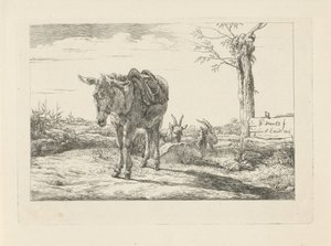 A Donkey and Two Goats