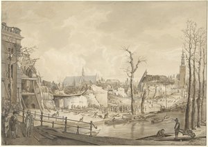 Ruins on the North Side of the Steenschuur after the Gunpowder Explosion in Leiden, January 12, 1807 by Pieter Gerardus van Os