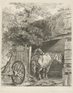 Two Horses in a Barn
