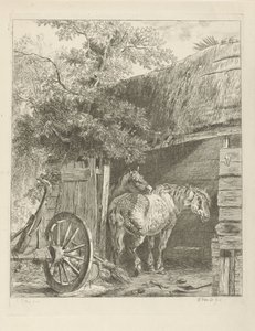 Two Horses in a Barn