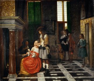 Card Players in an Opulent Interior by Pieter Hooch de