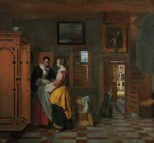 Interior with Women beside a Linen Chest by Pieter Hooch de