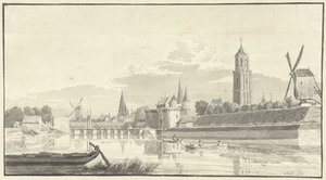 The Kamperpoort in Zwolle by Pieter Jan van Liender (attributed to)