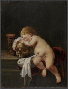 Boy Sleeping on a Skull