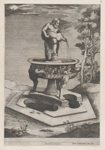 Speculum Romanae Magnificentiae: A Fountain and Basin by Pieter Perret