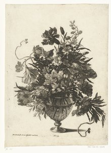 Glass Vase with Flowers by Pieter Schenk (I)