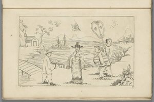 Chinese Gentleman Receiving Tea from a Servant in a Landscape by Pieter Schenk (II)