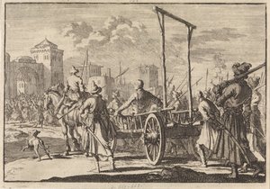 Arrival of Stepan Razin and His Brother Frol in an Iron Cage in Moscow, 1671 by Pieter Van der Aa