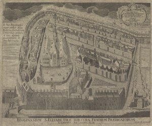 View of the Saint Elizabeth Beguinage and the Saint Elizabeth Church in Ghent