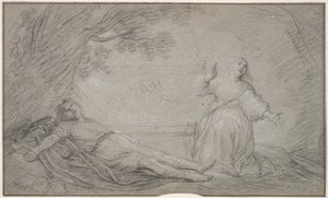 A Mythological Scene of a Woman Mourning a Young Man
