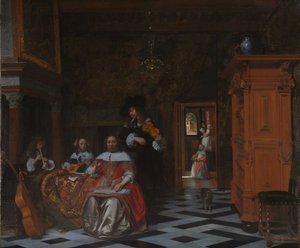 Portrait of a Family Playing Music by Pieter de Hooch