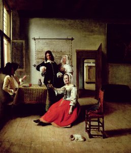 Woman Drinking with Soldiers, 1658 by Pieter de Hooch