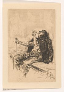 Drinking man with walking stick by Pieter de Josselin