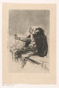 Drinking Man with Walking Stick
