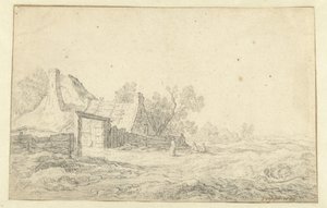 Dune Landscape with Three Figures in Front of a Farmhouse