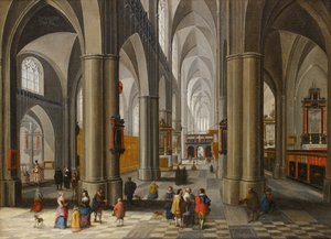 Interior of a Cathedral with Figures by Pieter the Elder Neefs