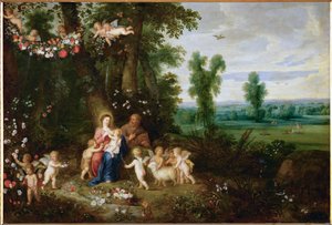 The Holy Family with Saint John the Baptist and Angels by Pieter van Avont