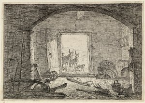 Donkeys in Front of the Door of a Stable by Pieter van Laer
