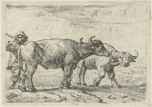 Two Buffaloes and a Herdsman by Pieter van Laer
