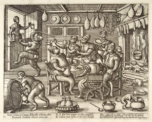 The Fat Kitchen, pub. c. 1585 by Pieter van der Borcht